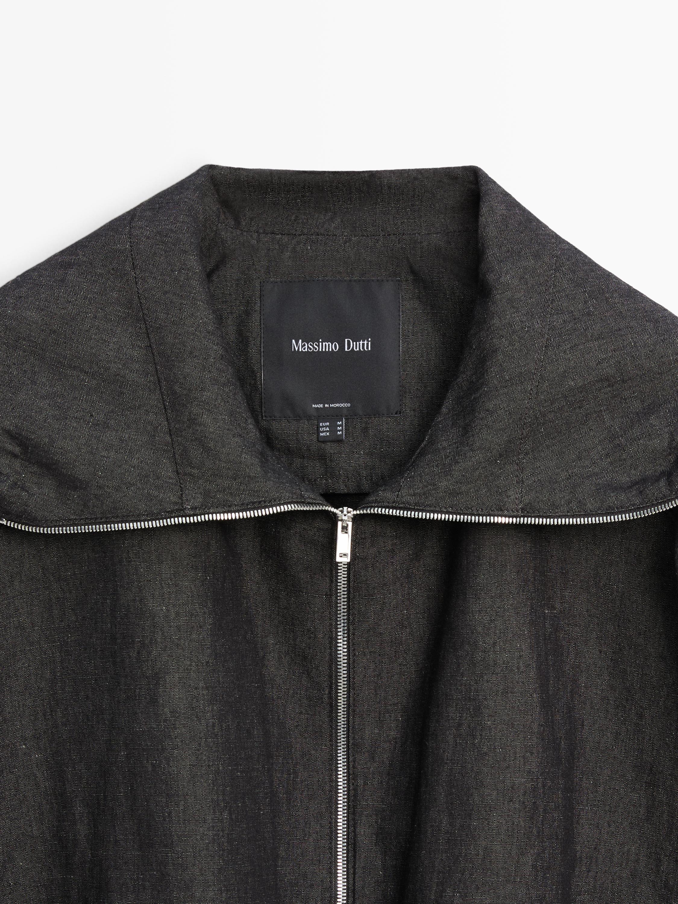 Linen blend bomber jacket